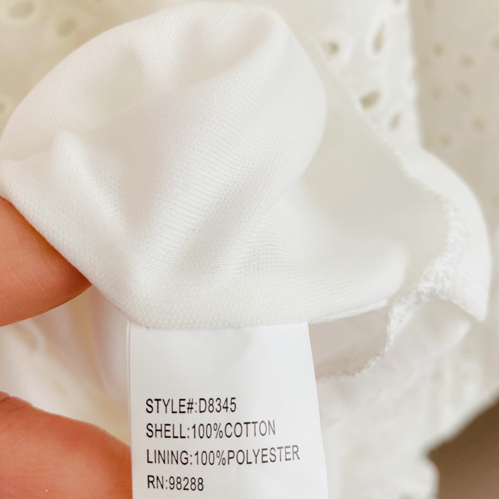 Cal Style NWT 100% Cotton Crisp White Eyelet Tiered‎ Scallop Trim Dress Large - Picture 6 of 7